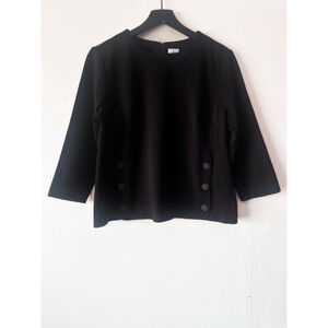 CABI Black Utility Button Snap Top In Size Medium casual comfort workwear